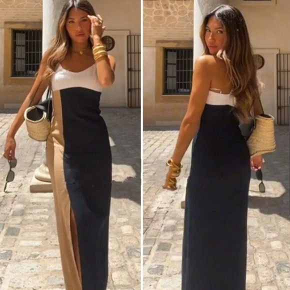 Zara Colorblock Linen Dress NWT - Picture 2 of 4